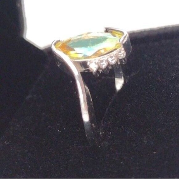 Citrine CZ October Birthstone Sterling Silver Overlay Ring Size 7 + Box Gift - Picture 3 of 6